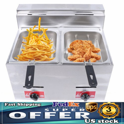 Freidora comercial de GLP propano profundo 12L encimera freidora de gas y 2 cestas + 2 tapas - Imagen 13 de 20