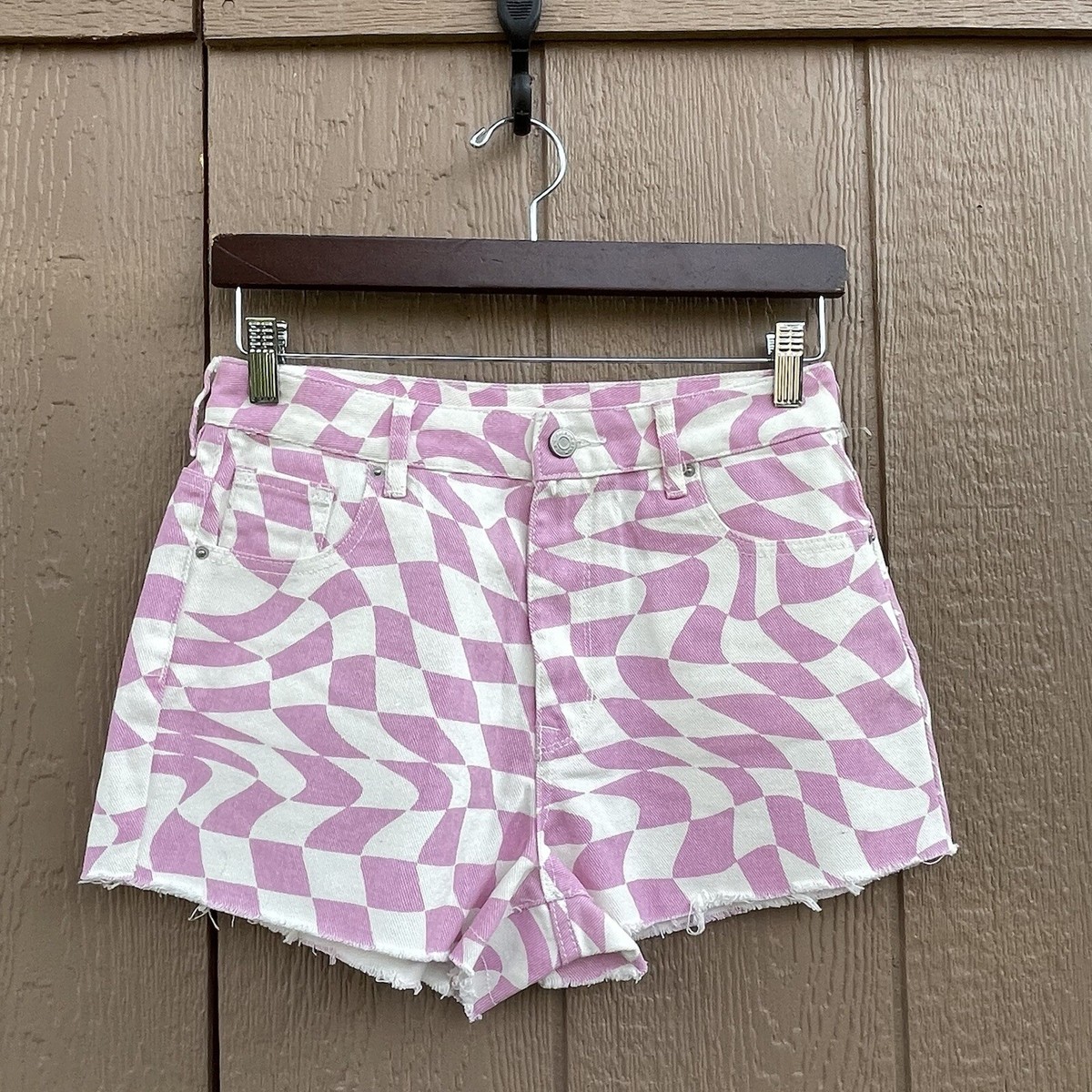 Pacsun Womens Shorts Pink White High Rise Festival