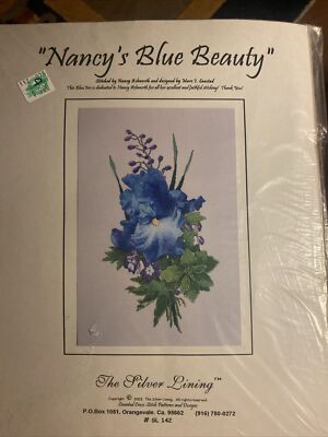 The Silver Lining Blue Iris Cross Stitch Pattern Nancy's Blue Beauty SL142