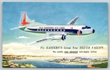 Fly Eastern Air Lines New Silver Falcon Post Airplane UNP   Postcard  *a7