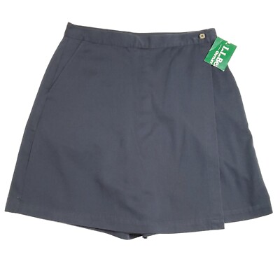 LL Bean Womens Skorts Sz 12 Shorts Flat Front Back Pocket Navy Blue