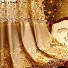 New Gold Hollow Embroidery Splice Window Screen Curtains for Living Room Balcony