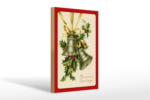 Holzschild Weihnachtszweig Glocke Christmas 20X30 Cm Deko Schild Wooden Sign-image