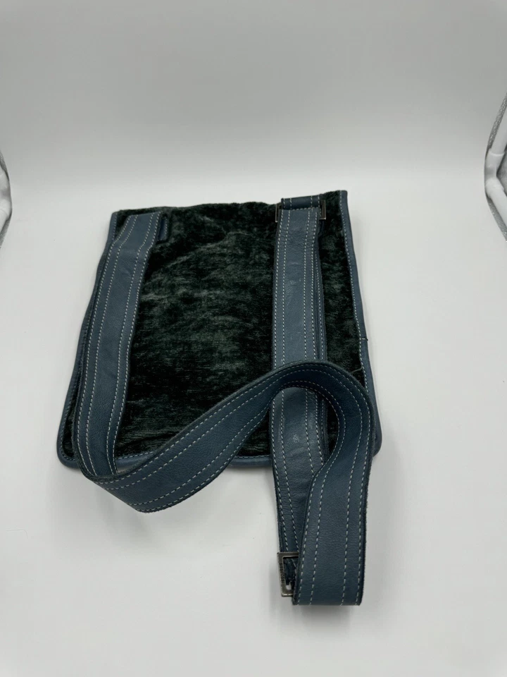 Bolso Bandolera Cartera Sissi Rossi Italiano Verde Terciopelo Aplastado Cuero Azul Foto 4 de 4