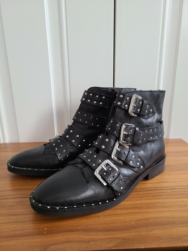 Topshop Faux Leather Biker Boots With 