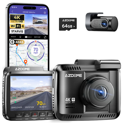 AZDOME 4K ADAS Autokamera Front Rear Dash Cam WiFi6 GPS Videorecorder Free 64GB