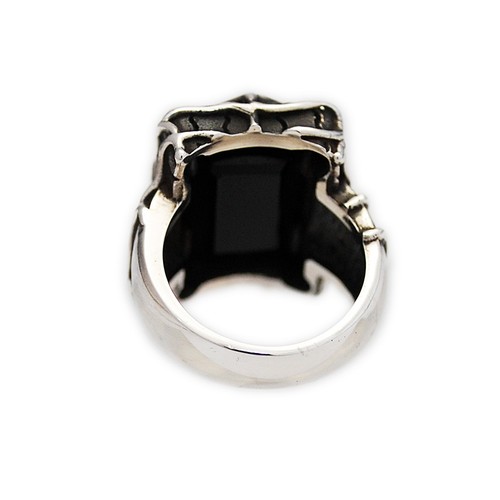 WHITE CZ CROSS & BLACK ONYX 925 STERLING SILVER GOTHIC ROCK BIKER RING sa-r1blk - Picture 4 of 10