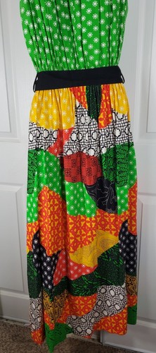 Vintage 70s Hippie Boho Festival Dress Multicolor Patchwork Cardinal Cotton Co. - Picture 8 of 15