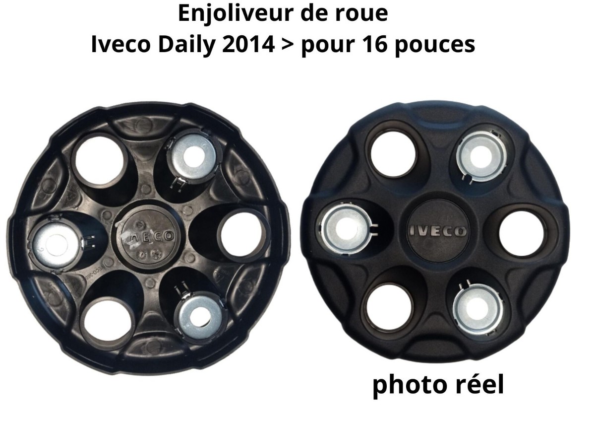 Lot De 2 Enjoliveurs Pour IVECO DAILY (modèles I à VI) - Référence 93824452, Noir, Neuf