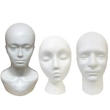 POLYSTYRENE FOAM HEAD MANNEQUIN WIG'S DISPLAY HEAD FEMALE / MALE