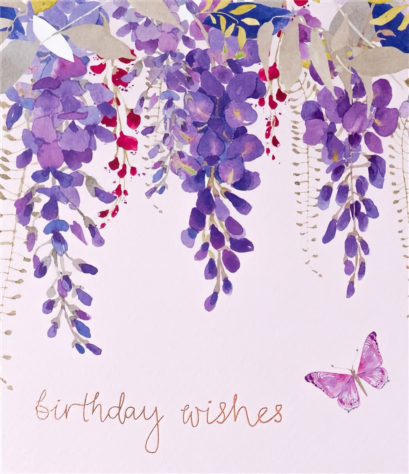 Premium Birthday Card Wisteria Butterfly Female Mum Nan Sister Daughter Friend