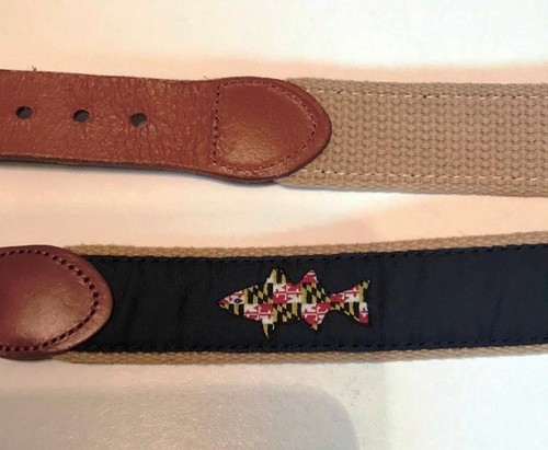 Kids Leather Man Ltd Belt - Navy w embroidered fish - size 26 - Picture 4 of 4