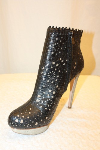 NUEVAS BOTAS DE TOBILLO BCBGMAXAZRIA NEGRAS MA FLO2 CUERO TEJUS /F10 TALLA 8.5B - Imagen 5 de 8