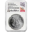 1991 $1 1-oz American Silver Eagle NGC MS69 Mint Error Reverse Struck Thru Anna