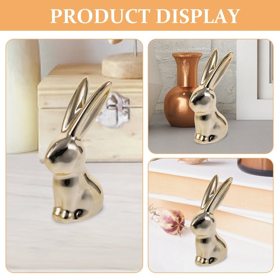 Red Ceramic Rabbit Ceramic Rabbit Statue Golden Decorative Figure for Desk and Shelf ...