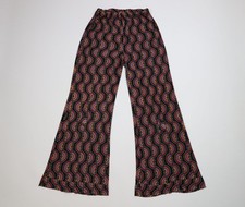 Vtg 60s 70s Boho Hippie Womens 6 Distressed Geometric Knit Bell Bottoms Pants