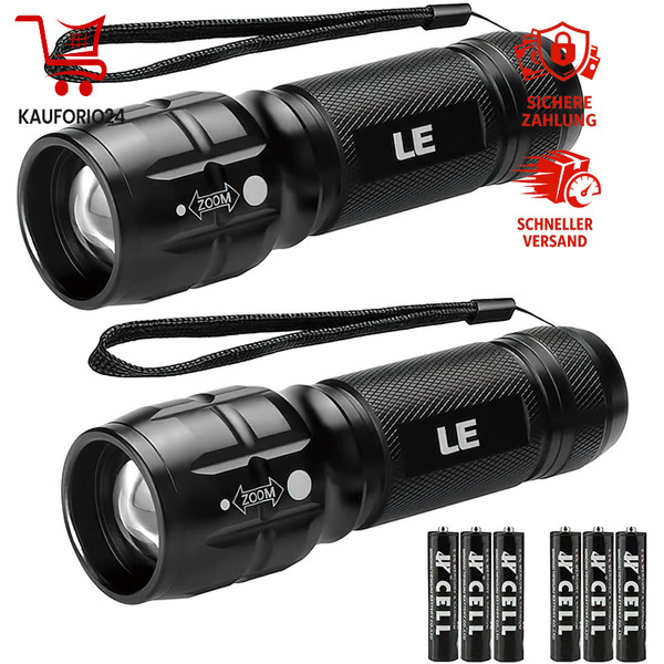 Led Taschenlampe Klein Extrem Hell Zoombar Wasserdicht 2Er-Pack Camping Outdoor-image