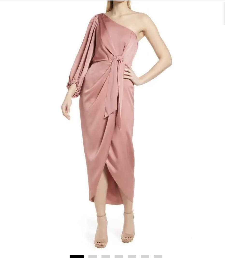 shona joy rose bridesmaid dress Shona Joy Luxe Tie Front One-Shoulder Gown in ROSE