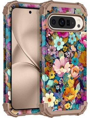 for Google Pixel 10/10 Pro Case Floral Shockproof Rugged Heavy Duty 3 in 1 Hy...