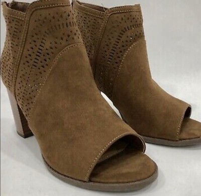 Report Serena Women s Sz 9 Camel Open Toe Inside Zip Ankle Booties 7058558