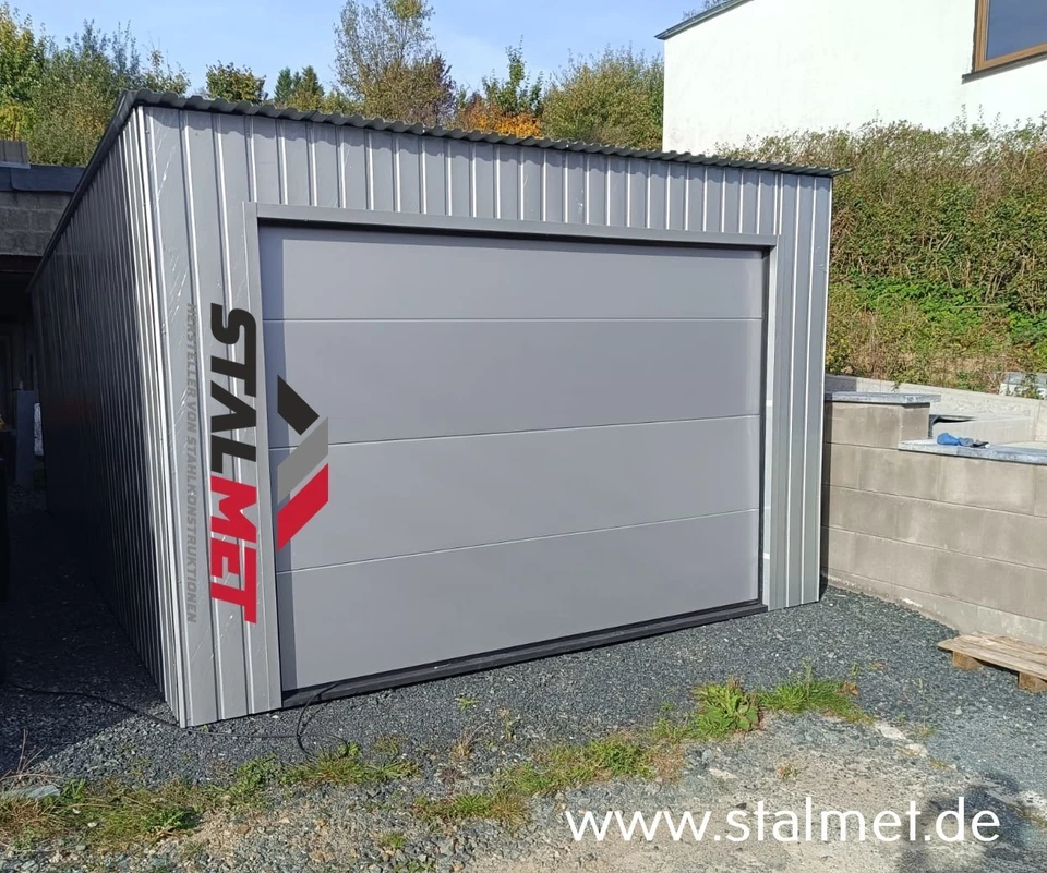 Blechgarage 3x6x2,4m in Farbe mit  Sektionaltor Werkstatt Fertiggarage Montage - Bild 3 von 4