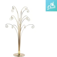 Modern Gold-Plated Ornament Display Stand - 20-Inch, Easy Assembly Included