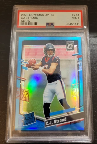 2023 Donruss Optic -Rated Rookie-Aqua -CJ Stroud -Card # 244  SN 253 /299  PSA 9