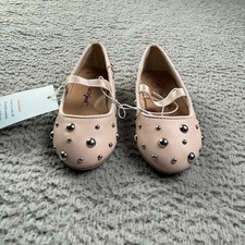Cat Jack Shoes Girls Size 6 Pink Studded Mary Jane Flats Memory Foam New
