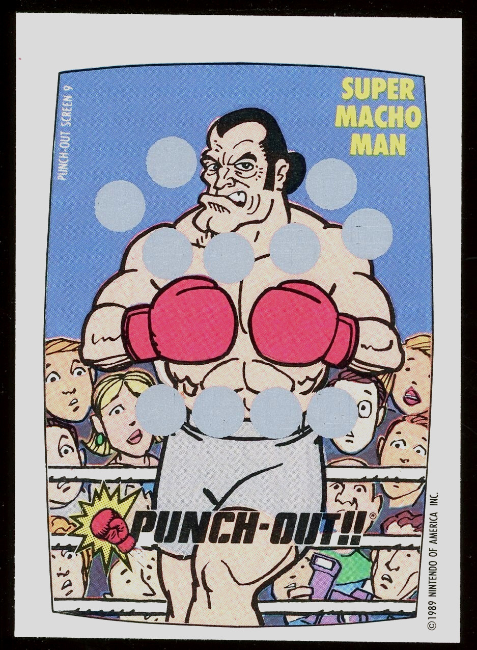 1989 Topps Nintendo Screen 9  of 10 (Super Macho Man) Punch-Out! Scratch-Offs NM