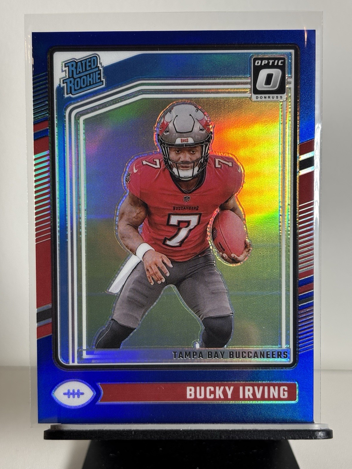 2024 Bucky Irving Optic Rated Rookie Blue Prizm /199 #216 (RC) - Tampa Bay Bucs