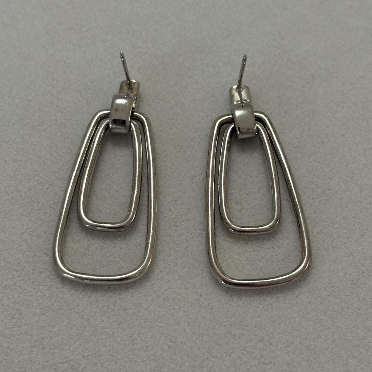 925 Sterling Silver Unique Rectangular Oval Doubl… - image 4