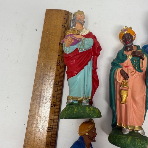 Presepe italiano vintage dipinto a mano set 9 pezzi statuine decorazione natalizia - Foto 11 di 11
