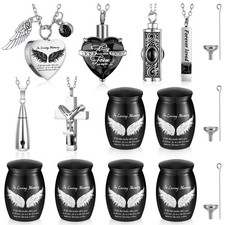 12 Set Small Urn Cremation Jewelry Necklaces for Ashes Stainless Steel Keepsa...