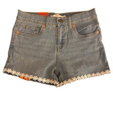 Levis Girls Crochet Trim Girlfriend Denim Shorty Shorts Size 12