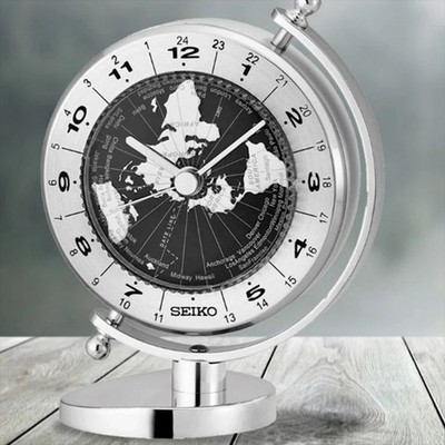 Seiko Discoverer World Time Desk & Table Clock QHG106S NEW