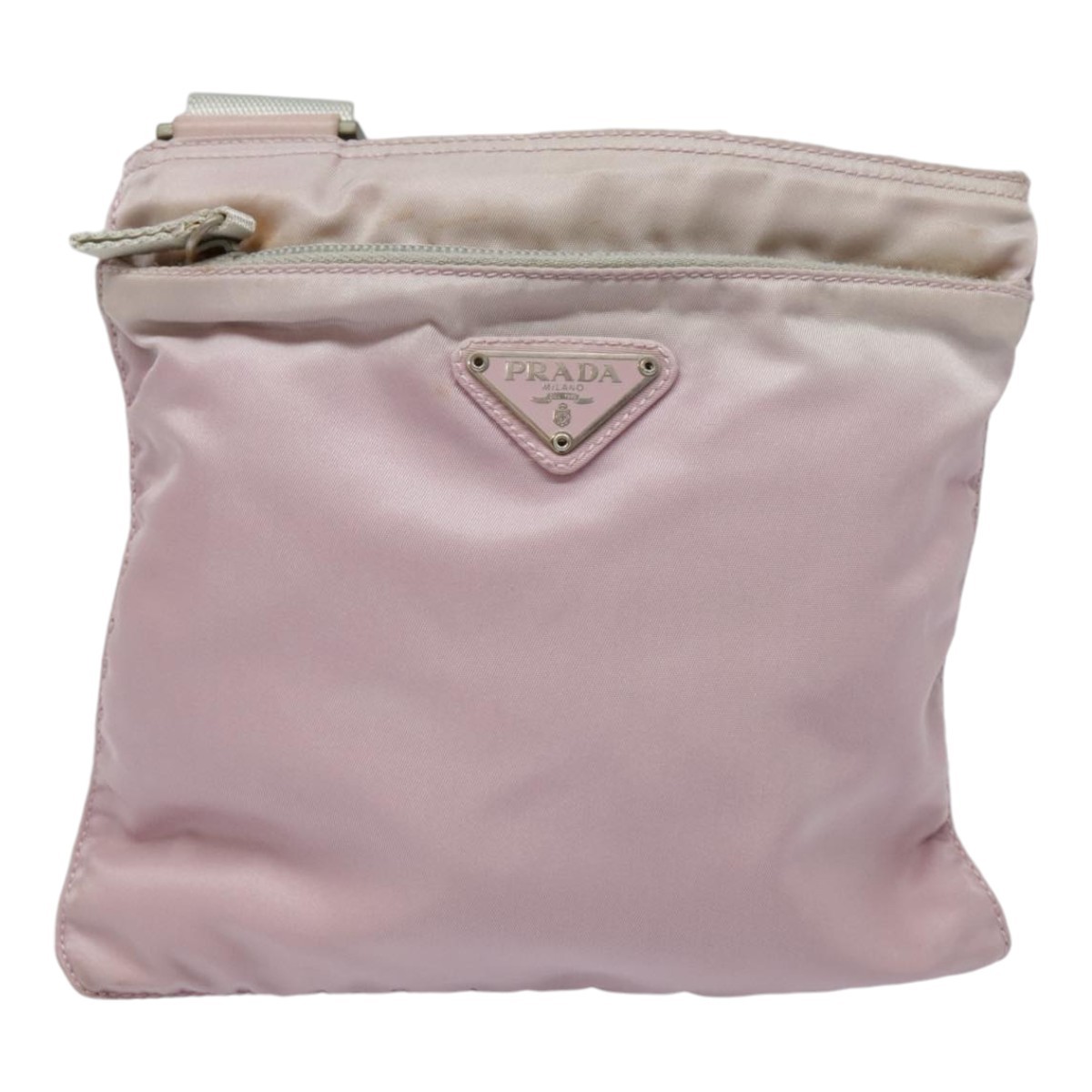 Prada Pink Triangle Logo Synthetic Shoulder Bag Authentic