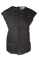 ASCENO BLACK LINEN TOP XSMALL