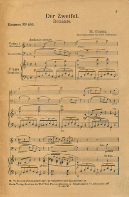 Der Zweifel, Romanze, M. Glinka, für Violine, Cello und Klavier