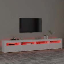 240CM TV Cabinet Stand Media Entertainment Television Unit with LED Lights White