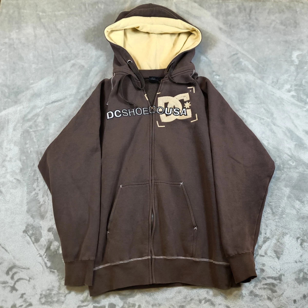 Vintage DVS Chaussures Sweat à Capuche Grand Homme Noir Pleine Zip