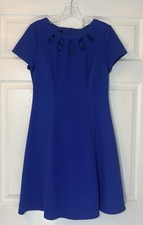 AGB Royal Blue Fit & Flare Dress Size 10P Cut Out Evening Office Career Not Worn