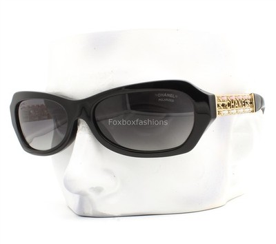 Chanel Sunglasses ch5537QA 622/S8 Glossy Black Gold Chain