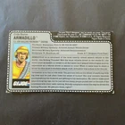 1988 HASBRO GI JOE ARMADILLO v1 ROLLING THUNDER FIGURE'S UNCUT FILE CARD BACK