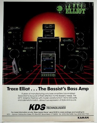 Trace Elliot Bass Amp Print Ad 1980s Bassist Graphic PreAmp Sound