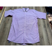 Stafford Oxford Mens 18 XT Purple Adult Short Sleeve Button Down Shirt Excellent