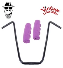 Original Lowrider 20" 22.2 D Handlebar Black 0214 120mm Grips Solid/Purple