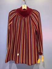 Large Vintage Sweater Wine Stripe Turtle 1960 Great Times NWT Marianne Jessen