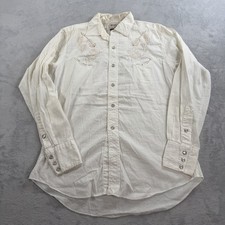 Vintage H Bar C California Ranchwear Shirt Mens M White Western Pearl Snap
