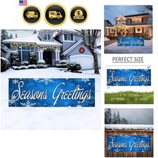 Christmas Yard Sign Large Blue Seasonal Lawn Decoration 48x18 Inches