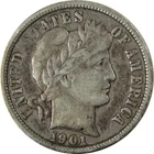 1901 O Barber Silver Dime VF Very Fine 10c Coin Collectible SKU:CP991